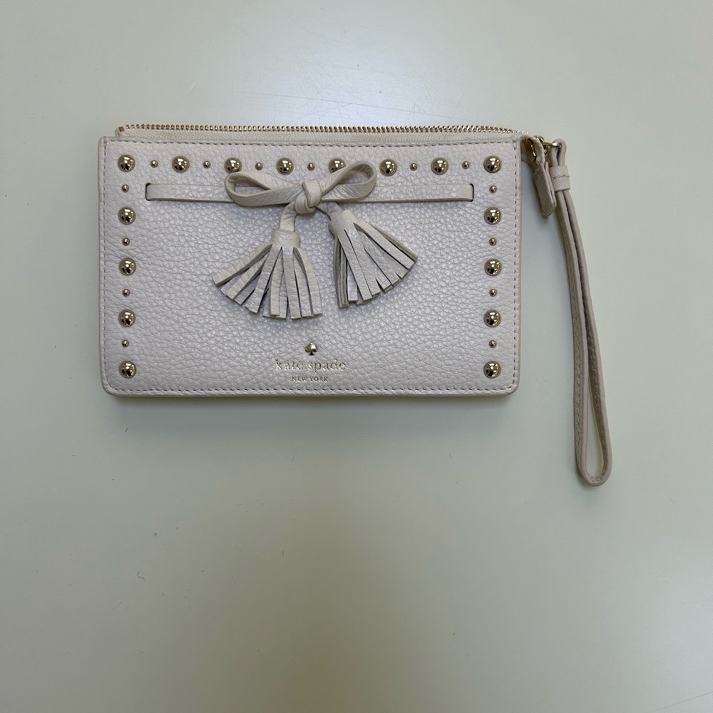 Kate Spade studded white wristlet